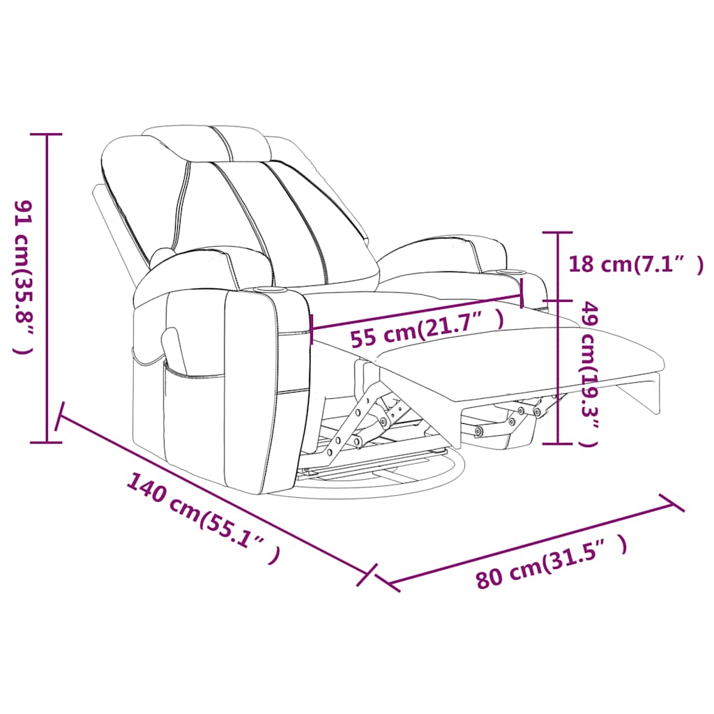 massagestol med gyngefunktion kunstlæder antracitgrå