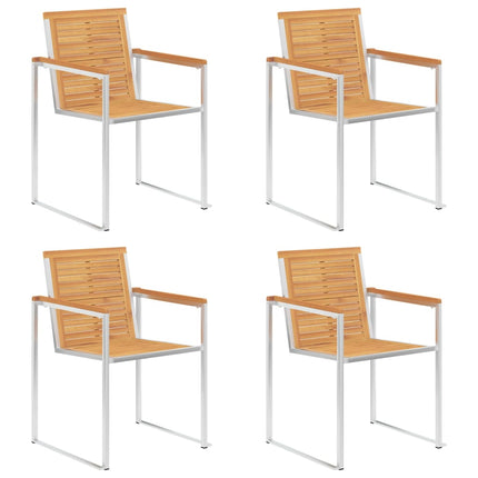 havestole 4 stk. massivt teaktræ og rustfrit stål