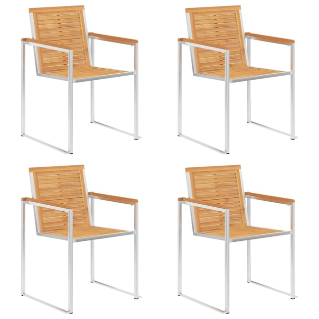 havestole 4 stk. massivt teaktræ og rustfrit stål