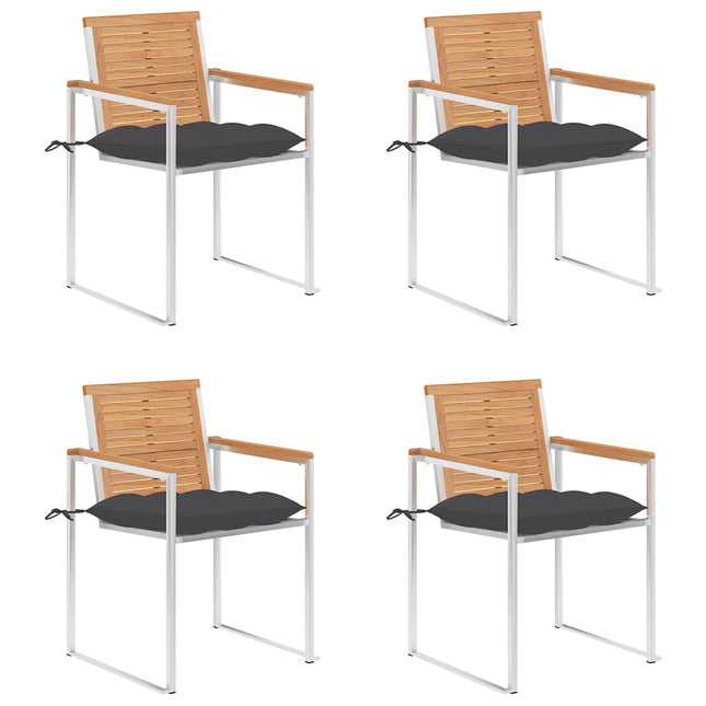 havestole 4 stk. med hynder massivt teaktræ