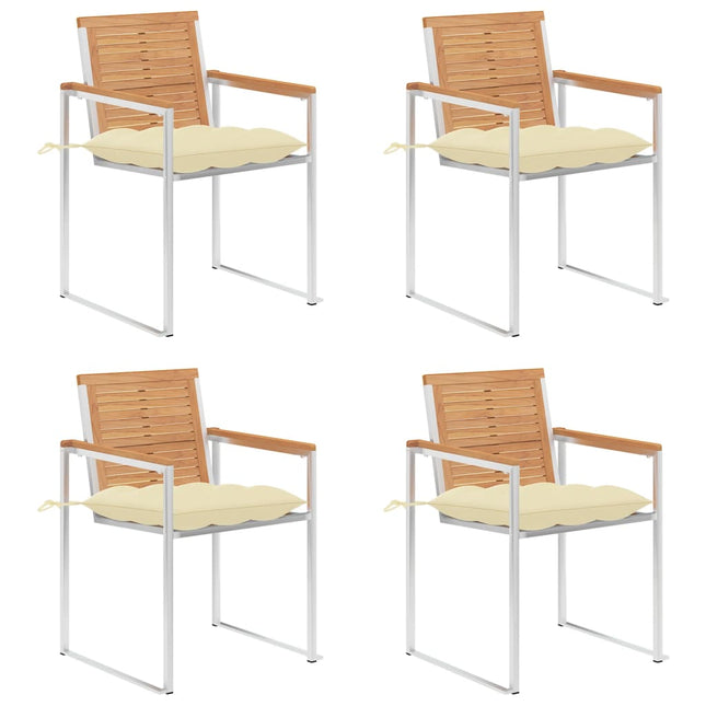 havestole 4 stk. med hynder massivt teaktræ