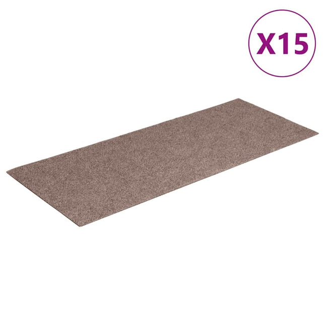trappemåtter selvklæbende 15 stk. 60x25 cm lysebrune rektangulære