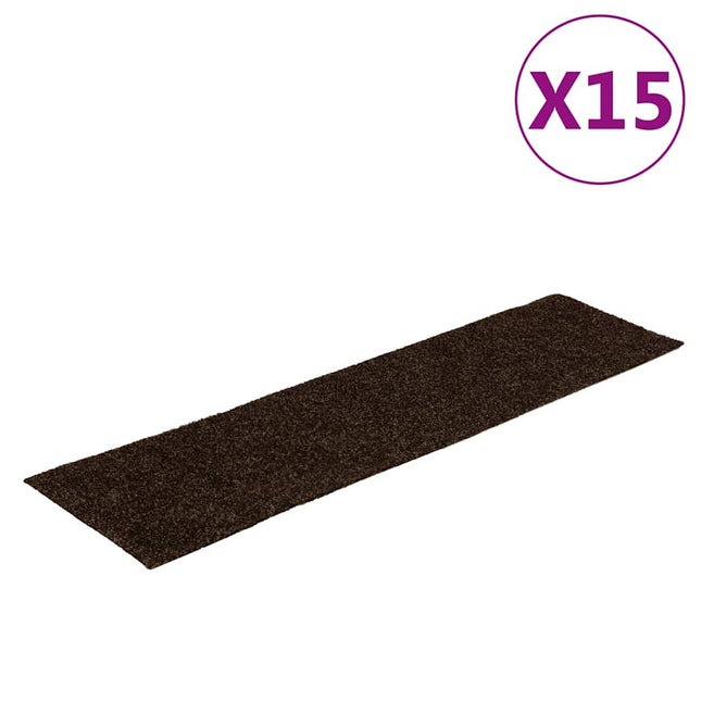 trappemåtter selvklæbende 15 stk. 76x20 cm brune rektangulære