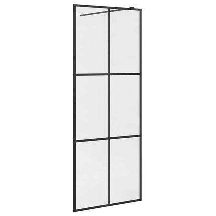 brusevæg 80x195 cm klart sikkerhedsglas sort