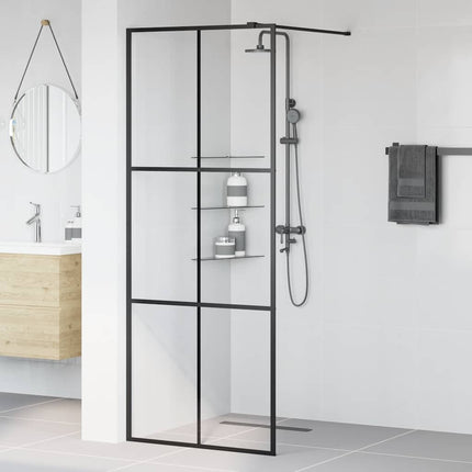 brusevæg 80x195 cm klart sikkerhedsglas sort