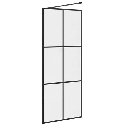 brusevæg 80x195 cm klart sikkerhedsglas sort