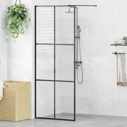 brusevæg 80x195 cm klart sikkerhedsglas sort