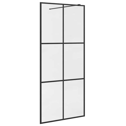 brusevæg 90x195 cm klart sikkerhedsglas sort