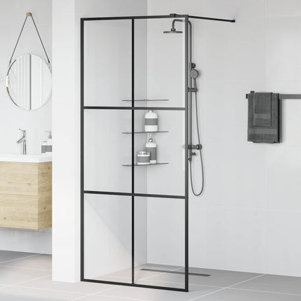 brusevæg 90x195 cm klart sikkerhedsglas sort