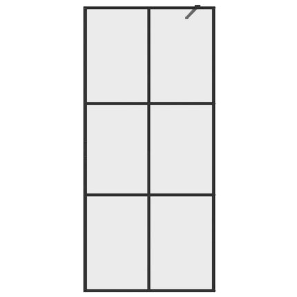 brusevæg 90x195 cm klart sikkerhedsglas sort