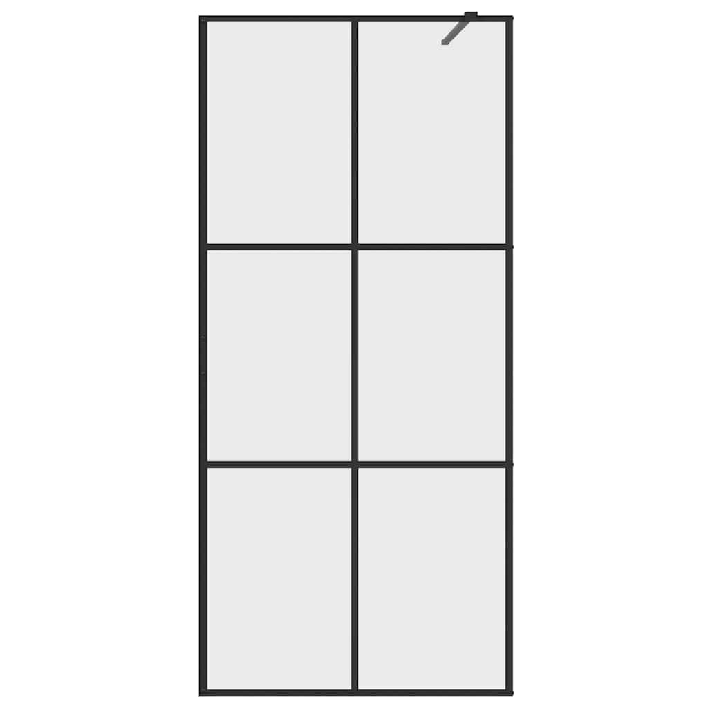 brusevæg 90x195 cm klart sikkerhedsglas sort