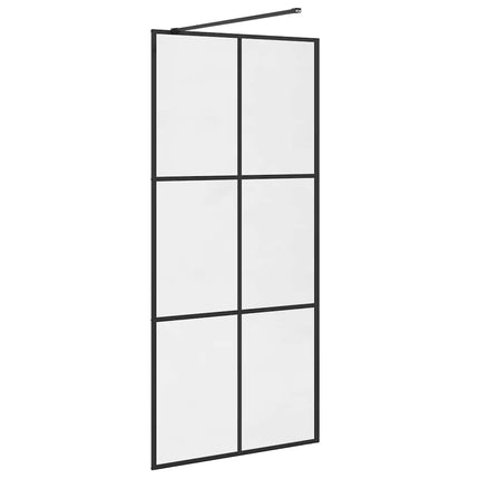 brusevæg 90x195 cm klart sikkerhedsglas sort