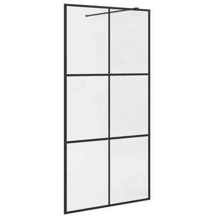 brusevæg 100x195 cm klart sikkerhedsglas sort