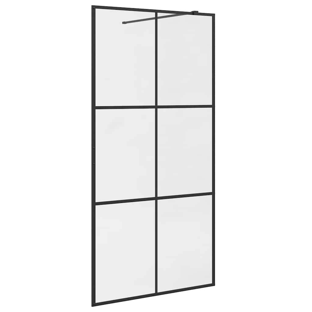 brusevæg 100x195 cm klart sikkerhedsglas sort