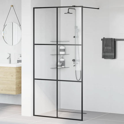 brusevæg 100x195 cm klart sikkerhedsglas sort
