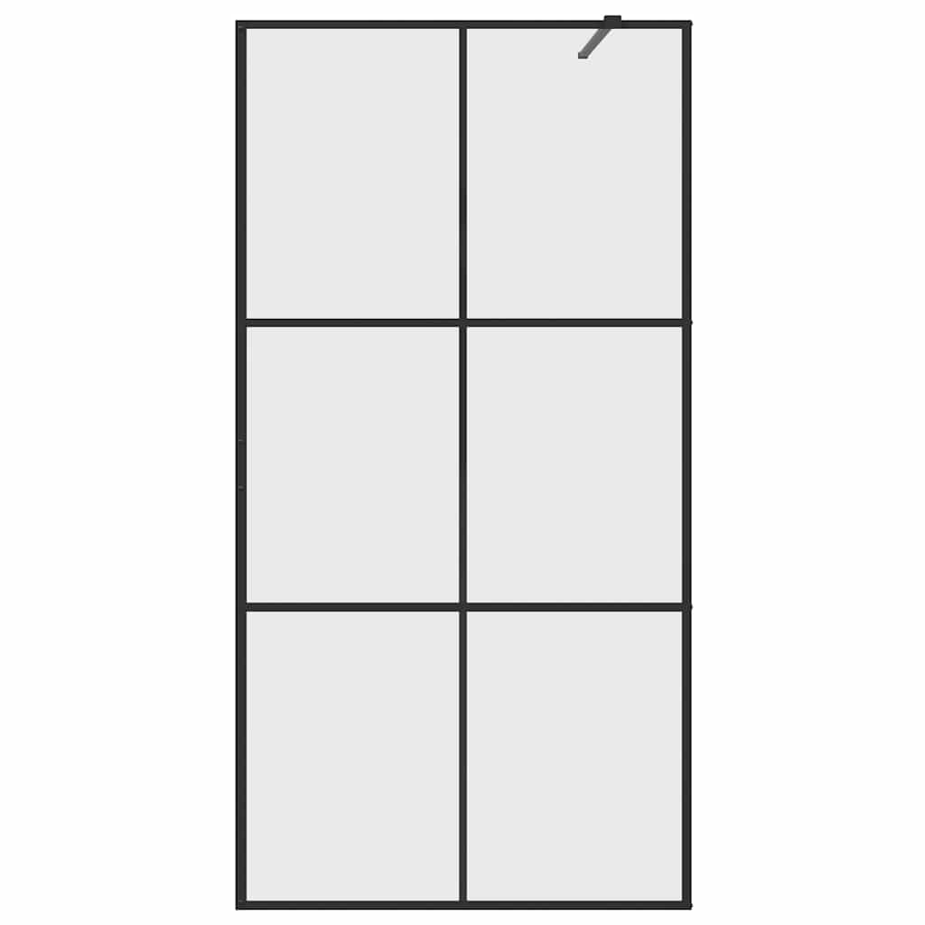 brusevæg 100x195 cm klart sikkerhedsglas sort