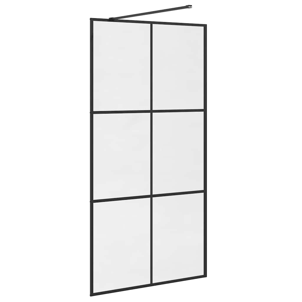brusevæg 100x195 cm klart sikkerhedsglas sort