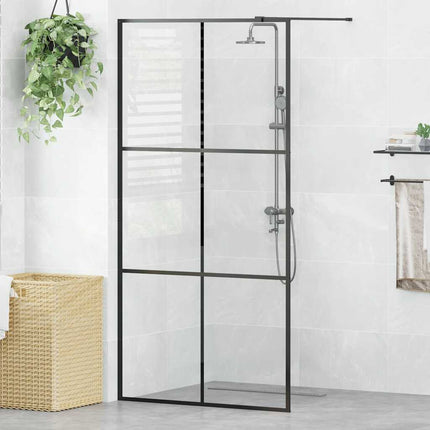 brusevæg 100x195 cm klart sikkerhedsglas sort