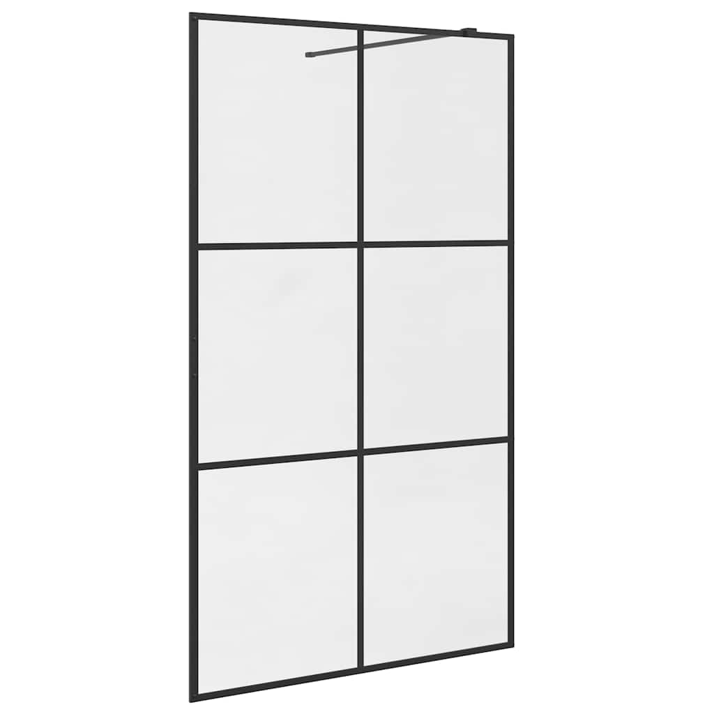 brusevæg 115x195 cm klart sikkerhedsglas sort