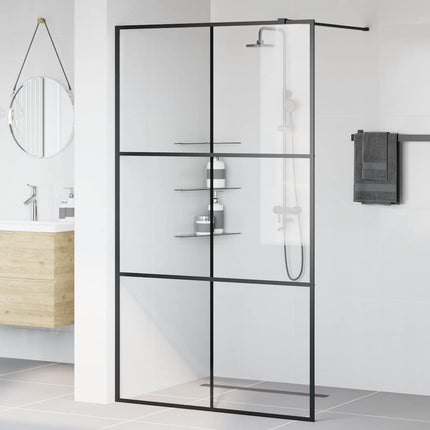 brusevæg 115x195 cm klart sikkerhedsglas sort