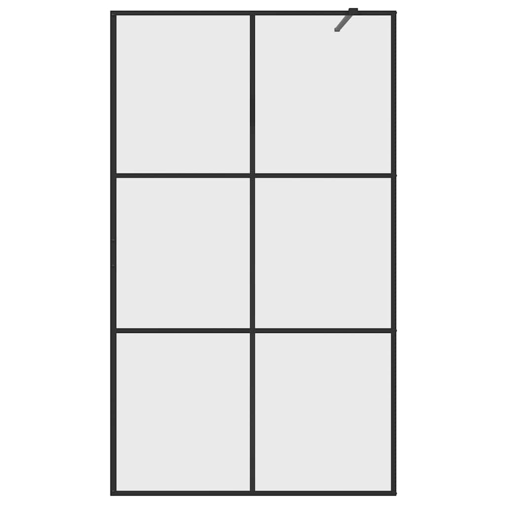 brusevæg 115x195 cm klart sikkerhedsglas sort
