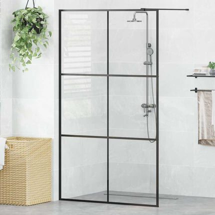 brusevæg 115x195 cm klart sikkerhedsglas sort