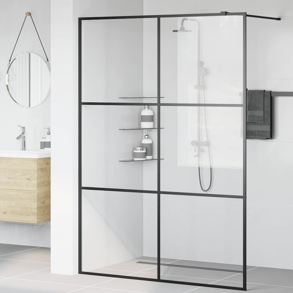 brusevæg 140x195 cm med klart sikkerhedsglas sort