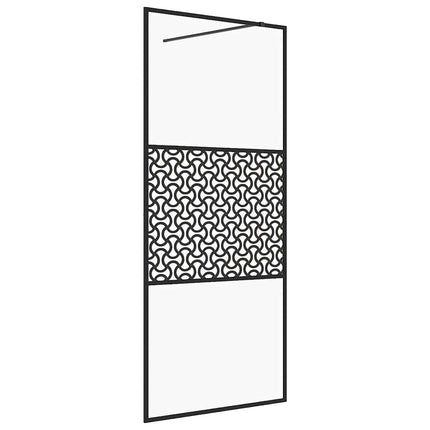 brusevæg 80x195 cm klart sikkerhedsglas sort