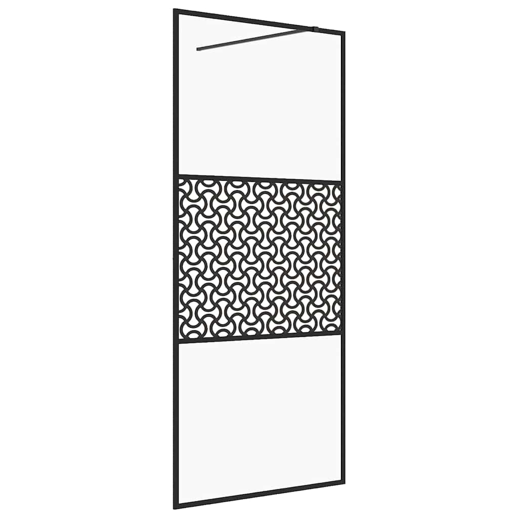 brusevæg 80x195 cm klart sikkerhedsglas sort