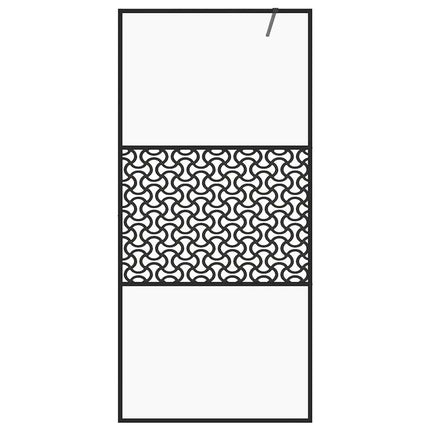 brusevæg 80x195 cm klart sikkerhedsglas sort