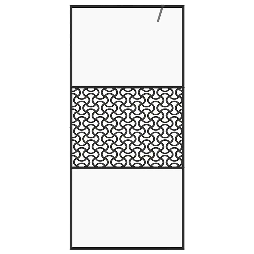brusevæg 80x195 cm klart sikkerhedsglas sort