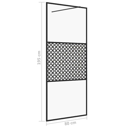 brusevæg 80x195 cm klart sikkerhedsglas sort