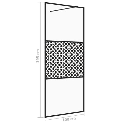 brusevæg 100x195 cm klart sikkerhedsglas sort