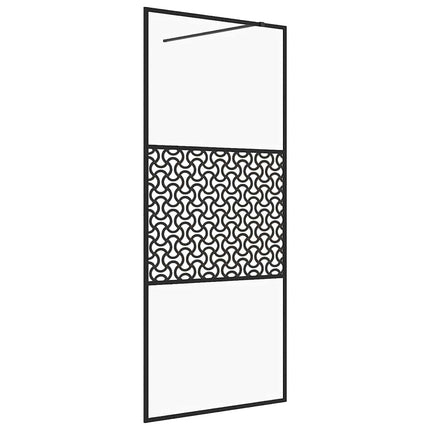 brusevæg 115x195 cm klart sikkerhedsglas sort