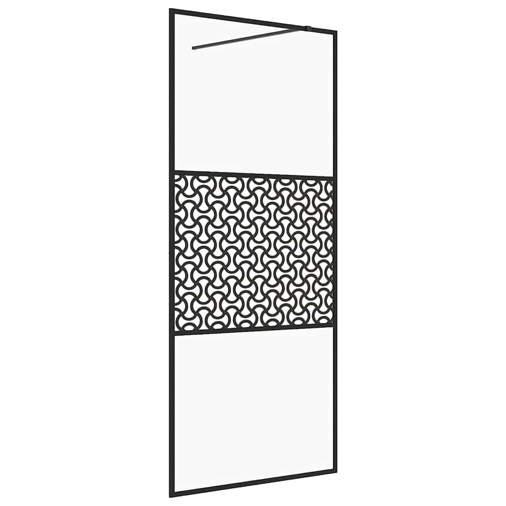 brusevæg 115x195 cm klart sikkerhedsglas sort