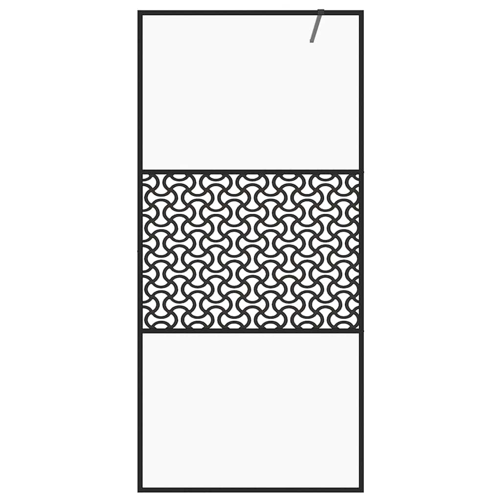 brusevæg 115x195 cm klart sikkerhedsglas sort