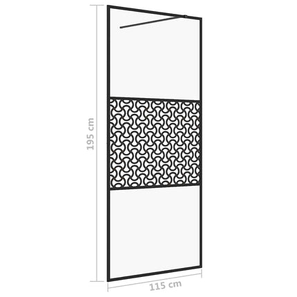 brusevæg 115x195 cm klart sikkerhedsglas sort