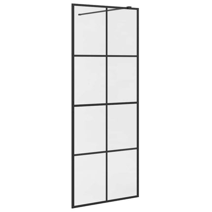 brusevæg 80x195 cm klart sikkerhedsglas sort
