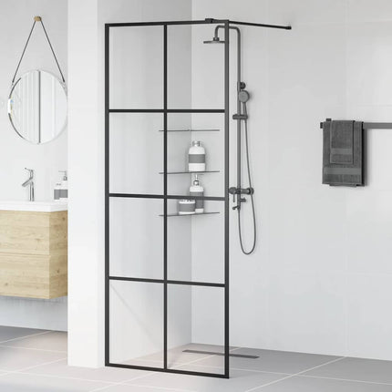 brusevæg 80x195 cm klart sikkerhedsglas sort