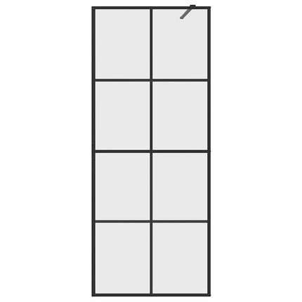 brusevæg 80x195 cm klart sikkerhedsglas sort