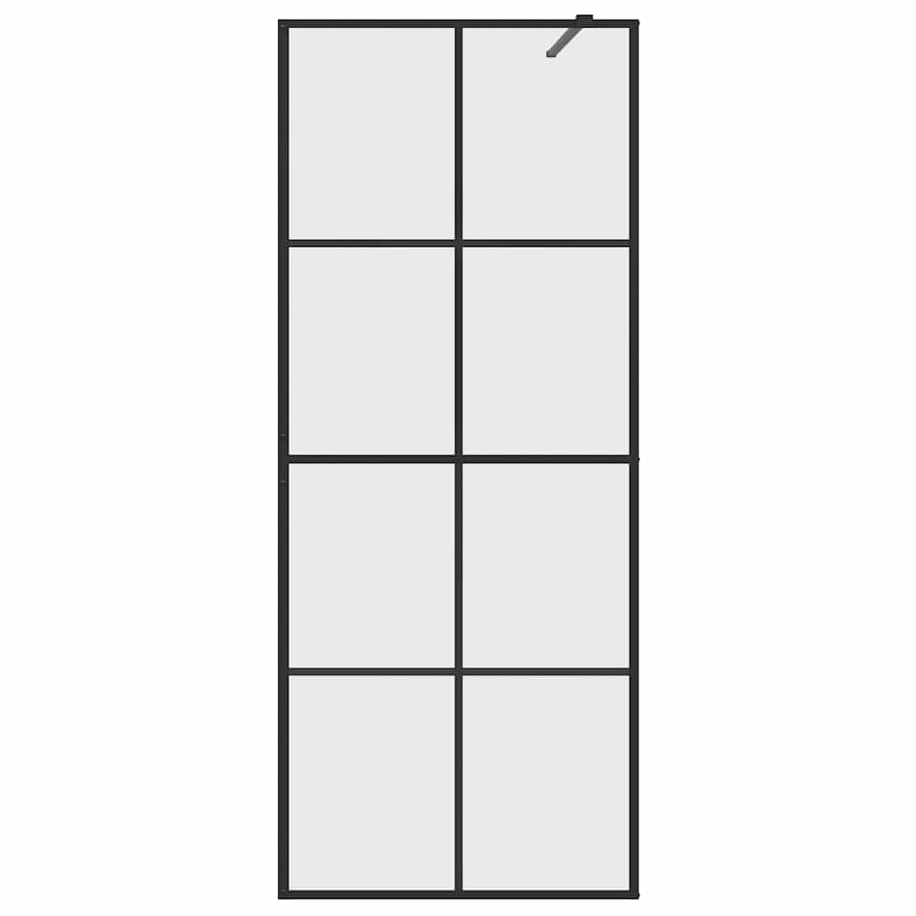 brusevæg 80x195 cm klart sikkerhedsglas sort