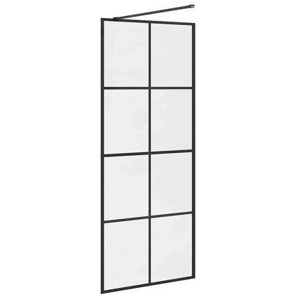 brusevæg 80x195 cm klart sikkerhedsglas sort