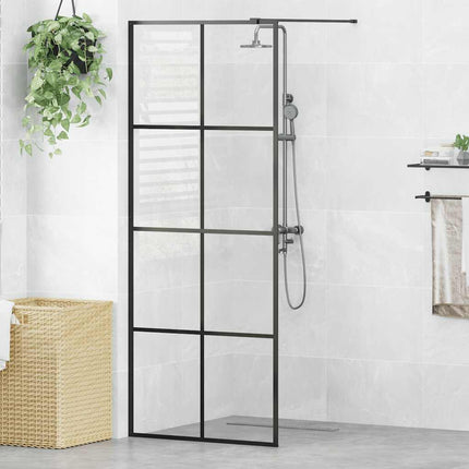 brusevæg 80x195 cm klart sikkerhedsglas sort