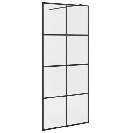 brusevæg 90x195 cm klart sikkerhedsglas sort