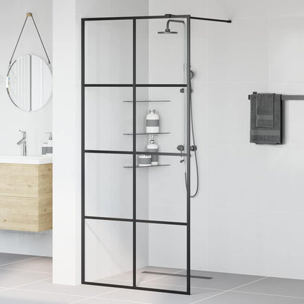 brusevæg 90x195 cm klart sikkerhedsglas sort