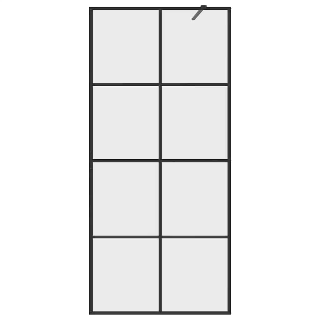 brusevæg 90x195 cm klart sikkerhedsglas sort