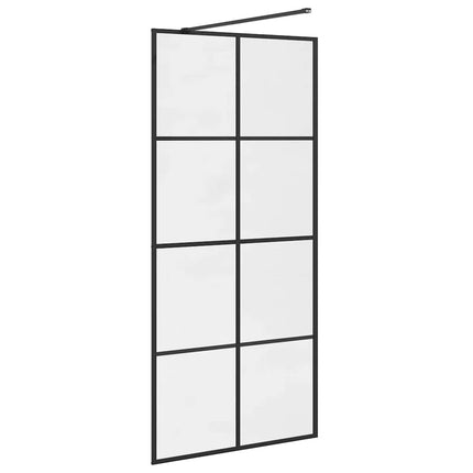 brusevæg 90x195 cm klart sikkerhedsglas sort
