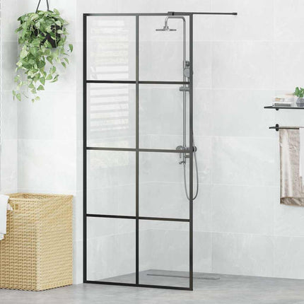 brusevæg 90x195 cm klart sikkerhedsglas sort