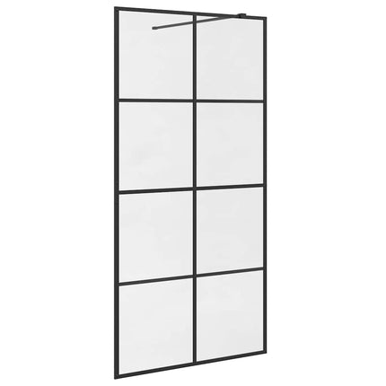 brusevæg 100x195 cm klart sikkerhedsglas sort