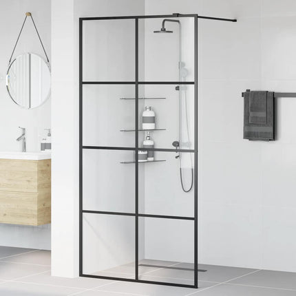 brusevæg 100x195 cm klart sikkerhedsglas sort